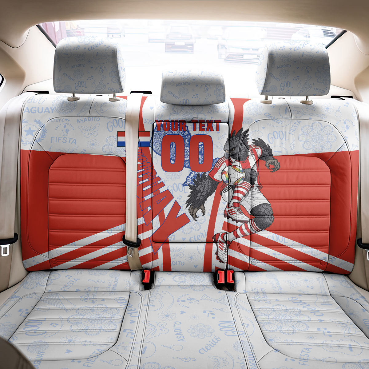 Personalized Paraguay Soccer Back Car Seat Cover Harpy Eagle Mascot Football Flag