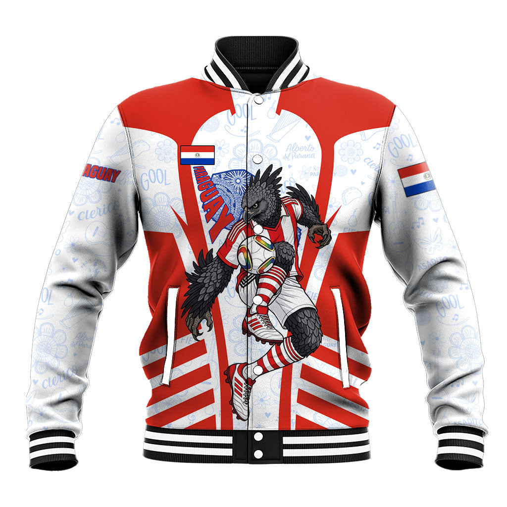 Personalized Paraguay Soccer Baseball Jacket Harpy Eagle Mascot Football Flag
