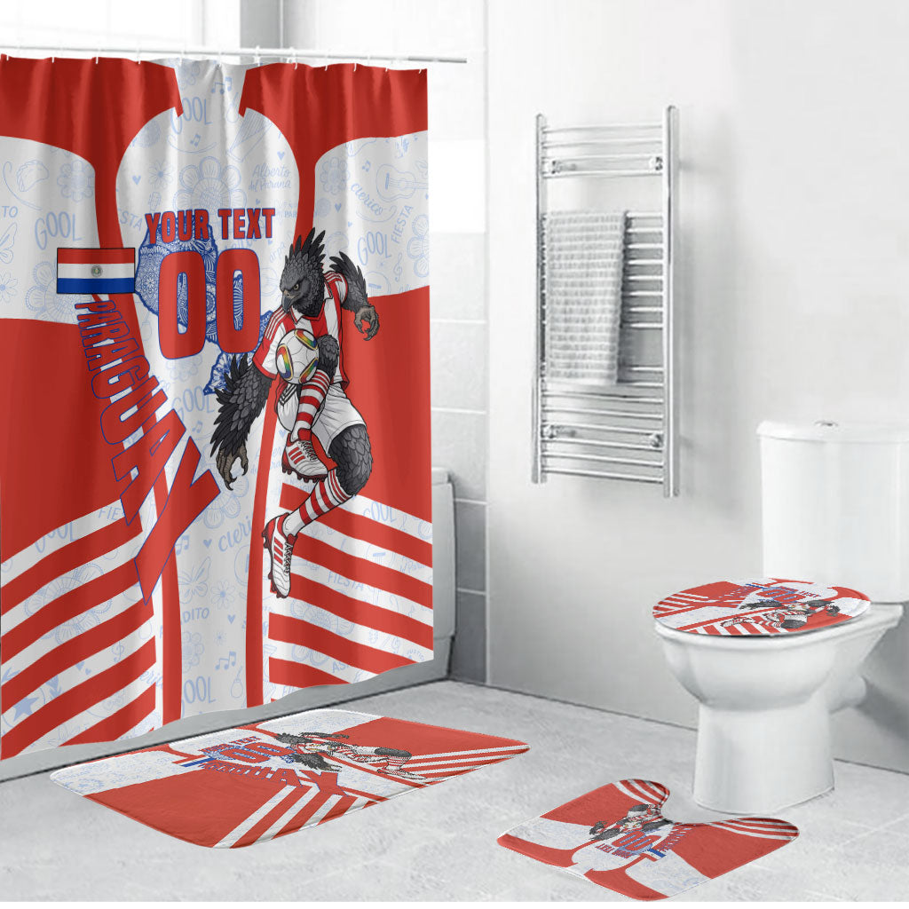 Personalized Paraguay Soccer Bathroom Set Harpy Eagle Mascot Football Flag