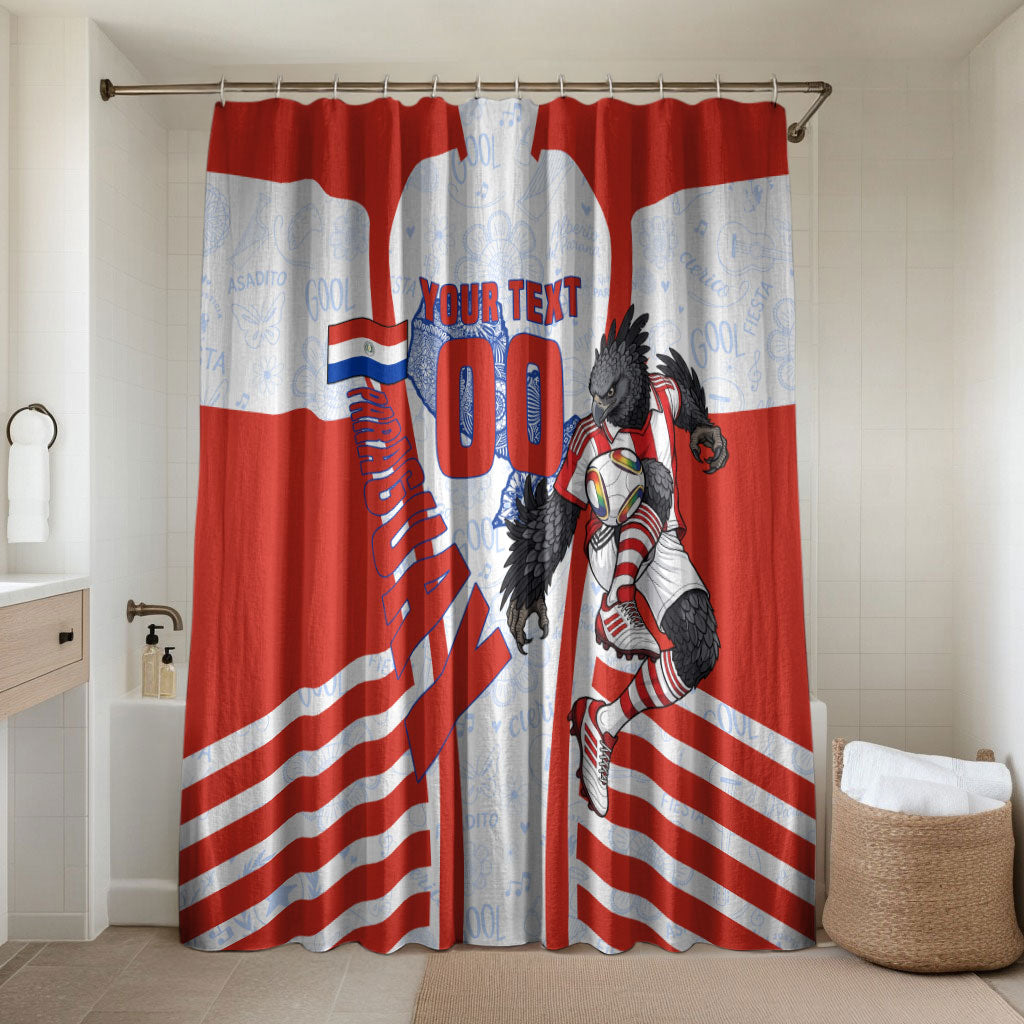 Personalized Paraguay Soccer Bathroom Set Harpy Eagle Mascot Football Flag