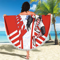 Personalized Paraguay Soccer Beach Blanket Harpy Eagle Mascot Football Flag