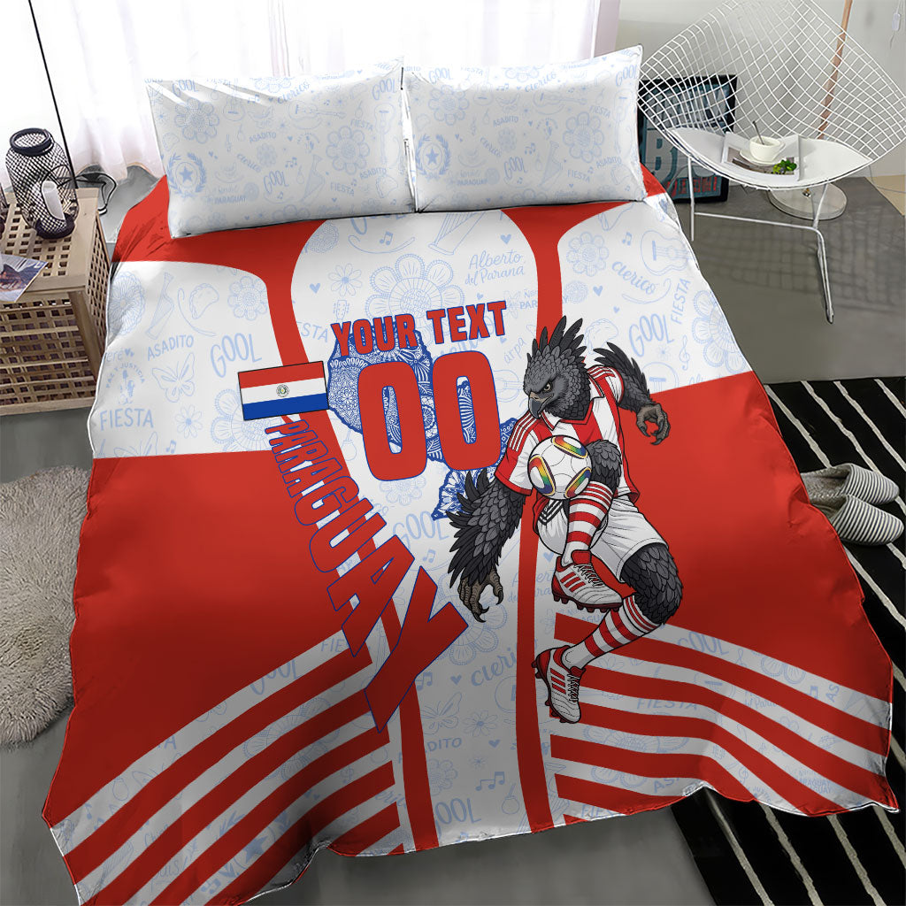 Personalized Paraguay Soccer Bedding Set Harpy Eagle Mascot Football Flag