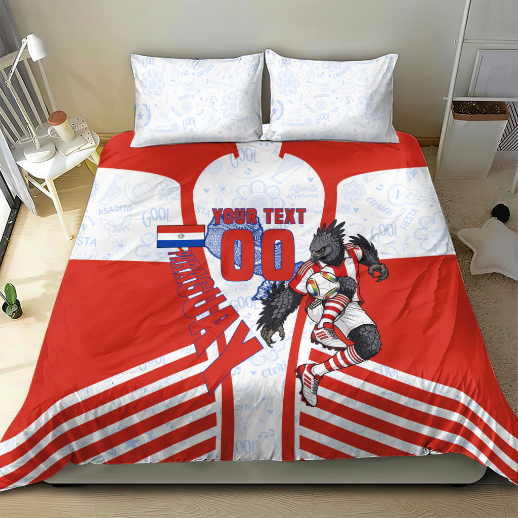 Personalized Paraguay Soccer Bedding Set Harpy Eagle Mascot Football Flag