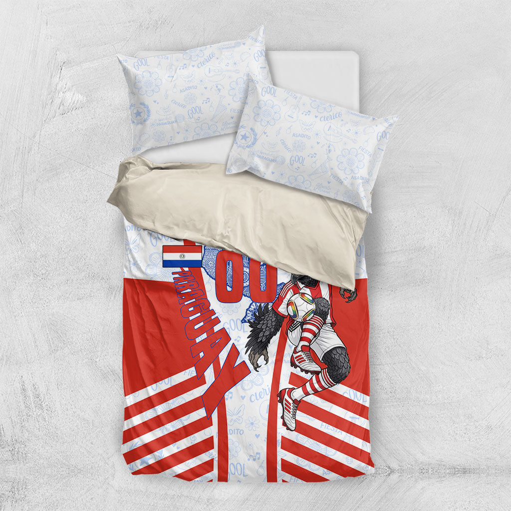 Personalized Paraguay Soccer Bedding Set Harpy Eagle Mascot Football Flag