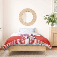 Personalized Paraguay Soccer Bedding Set Harpy Eagle Mascot Football Flag