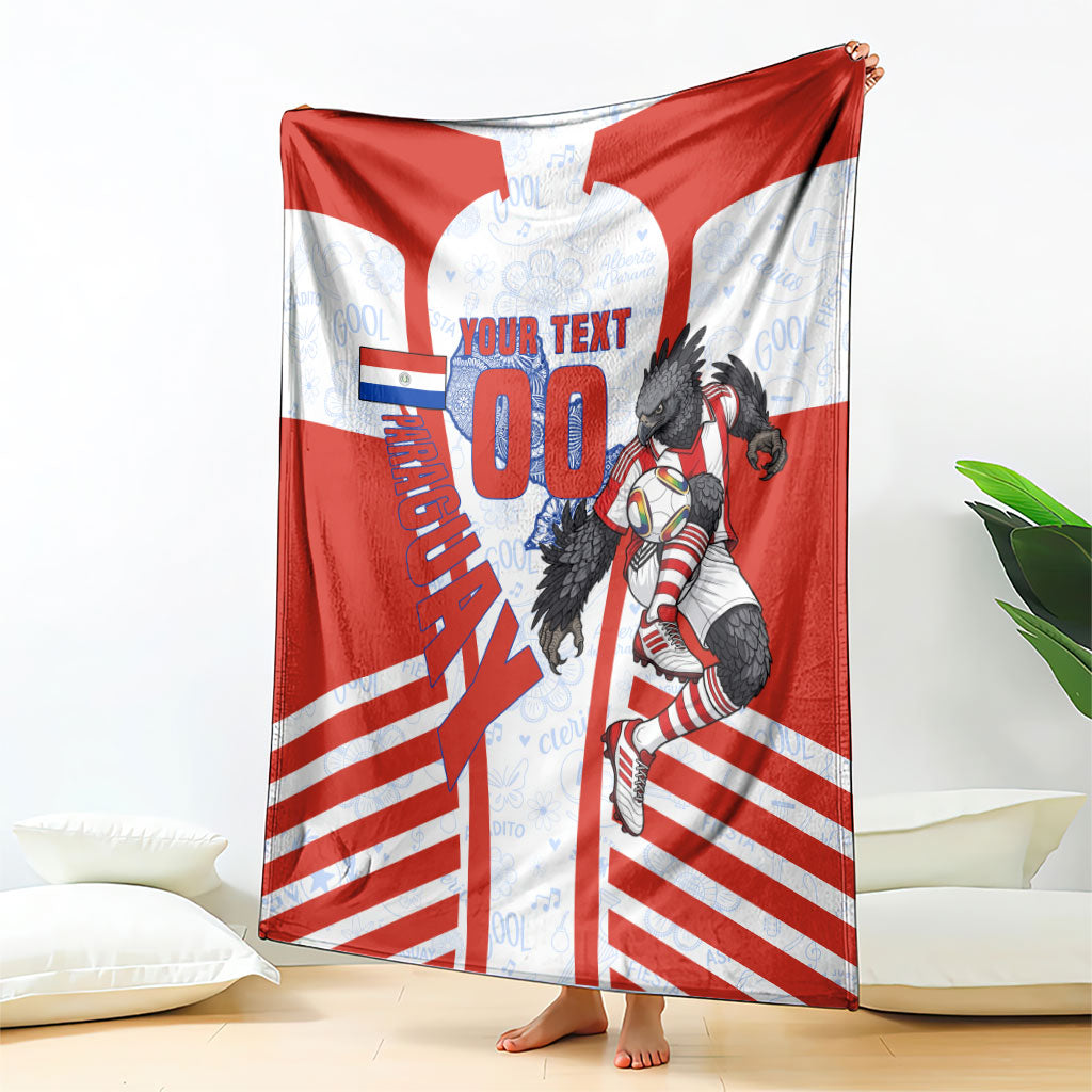 Personalized Paraguay Soccer Blanket Harpy Eagle Mascot Football Flag