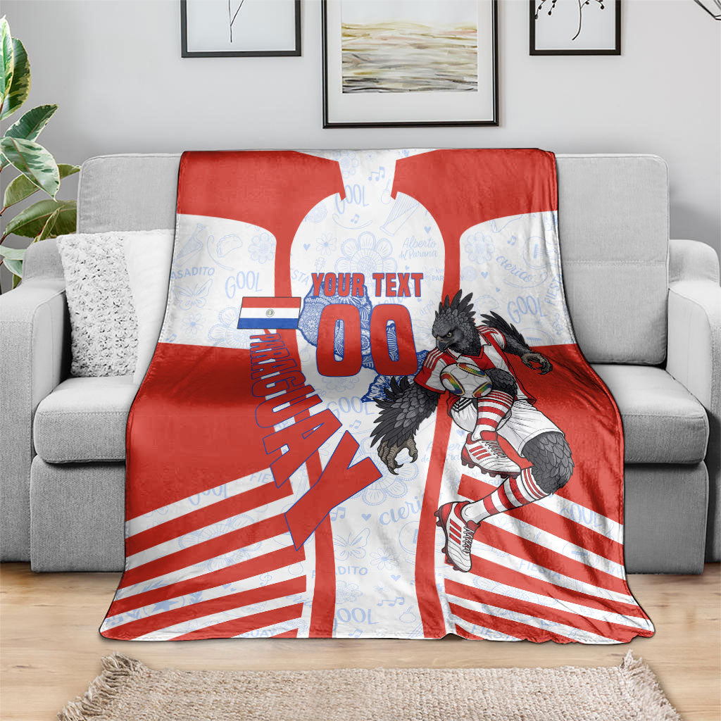Personalized Paraguay Soccer Blanket Harpy Eagle Mascot Football Flag