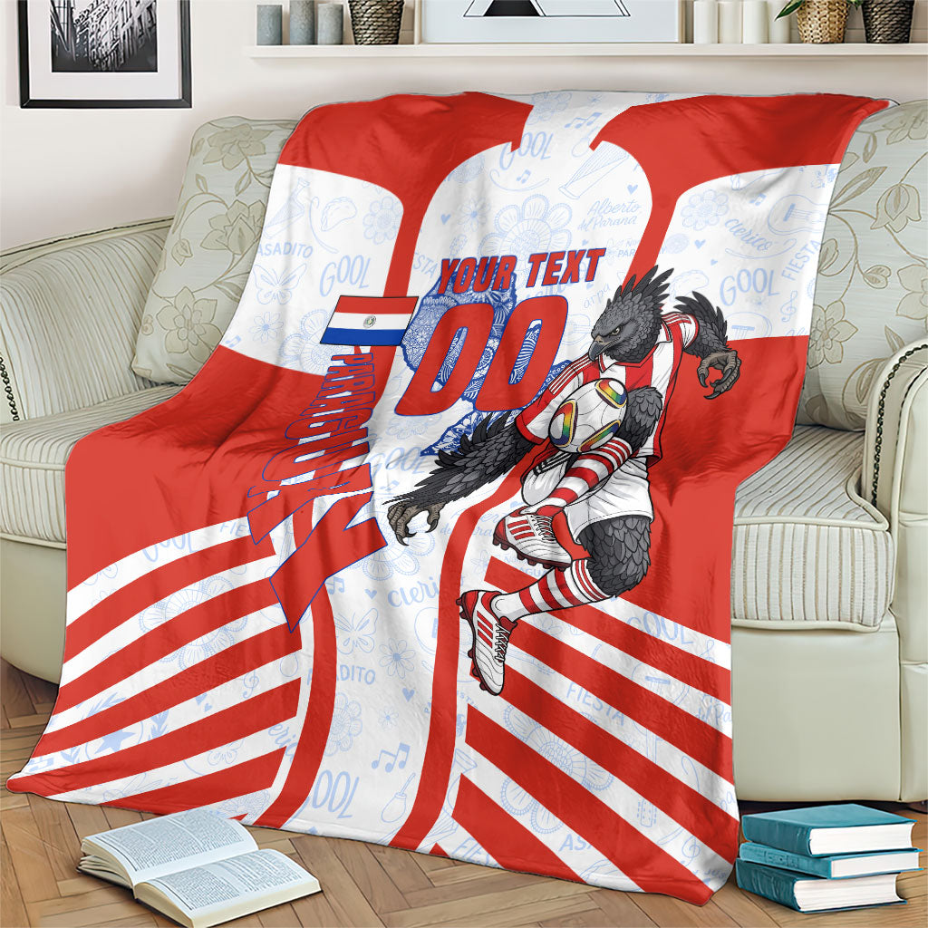 Personalized Paraguay Soccer Blanket Harpy Eagle Mascot Football Flag
