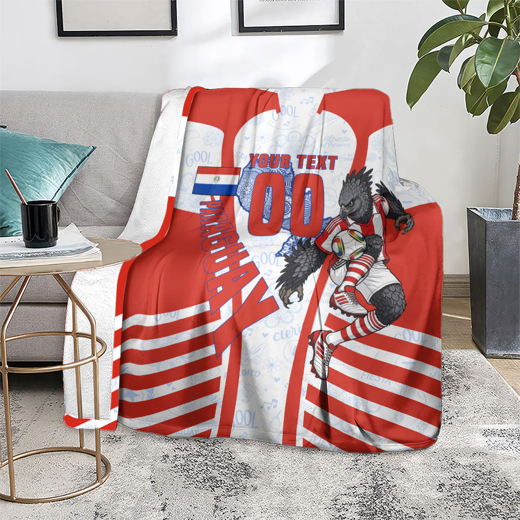 Personalized Paraguay Soccer Blanket Harpy Eagle Mascot Football Flag
