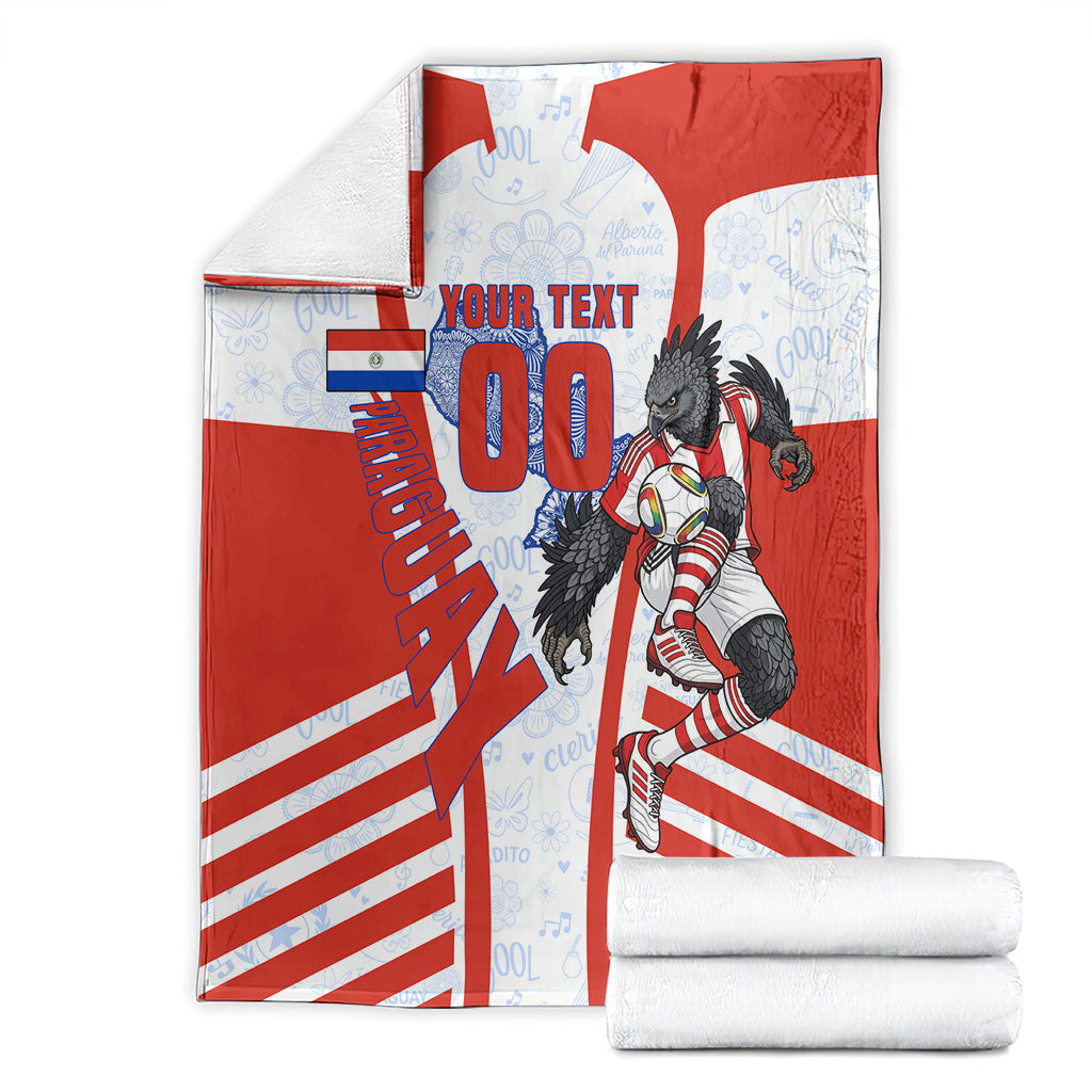 Personalized Paraguay Soccer Blanket Harpy Eagle Mascot Football Flag