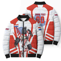 Personalized Paraguay Soccer Bomber Puffer Jacket Harpy Eagle Mascot Football Flag