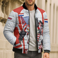Personalized Paraguay Soccer Bomber Puffer Jacket Harpy Eagle Mascot Football Flag