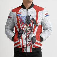 Personalized Paraguay Soccer Bomber Puffer Jacket Harpy Eagle Mascot Football Flag