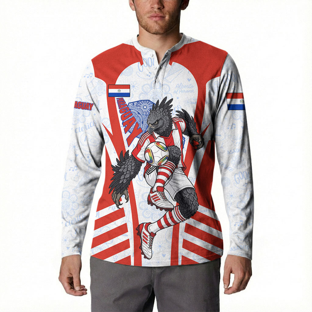 Personalized Paraguay Soccer Button Sweatshirt Harpy Eagle Mascot Football Flag