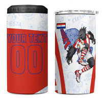 Personalized Paraguay Soccer 4 in 1 Can Cooler Tumbler Harpy Eagle Mascot Football Flag