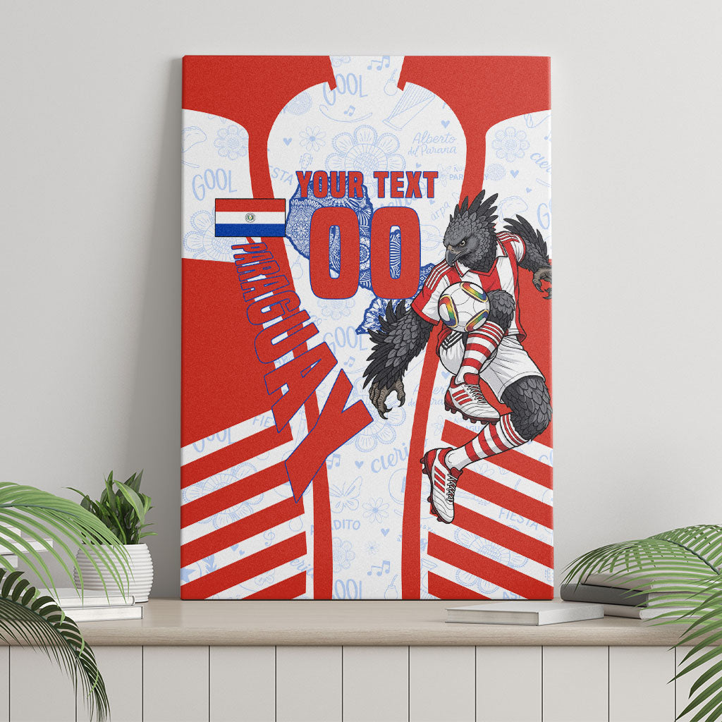 Personalized Paraguay Soccer Canvas Wall Art Harpy Eagle Mascot Football Flag