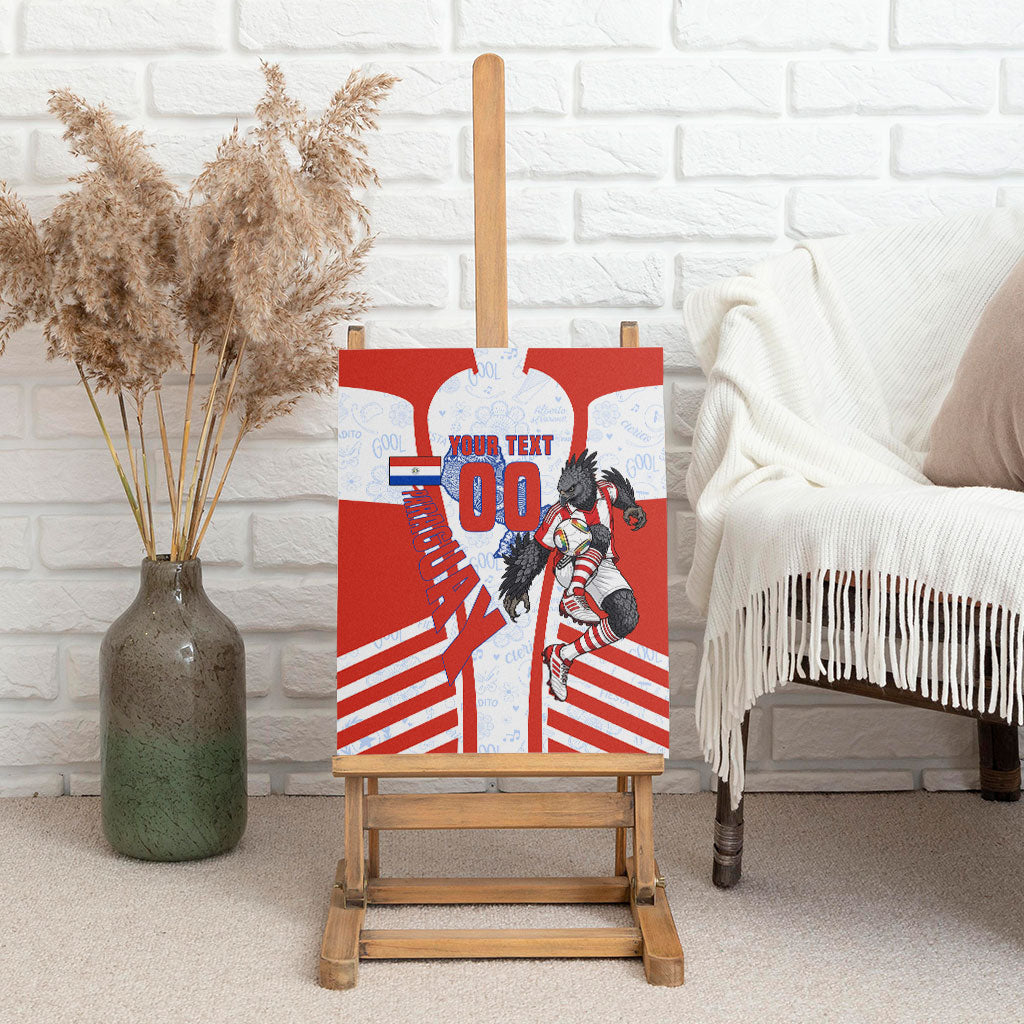 Personalized Paraguay Soccer Canvas Wall Art Harpy Eagle Mascot Football Flag