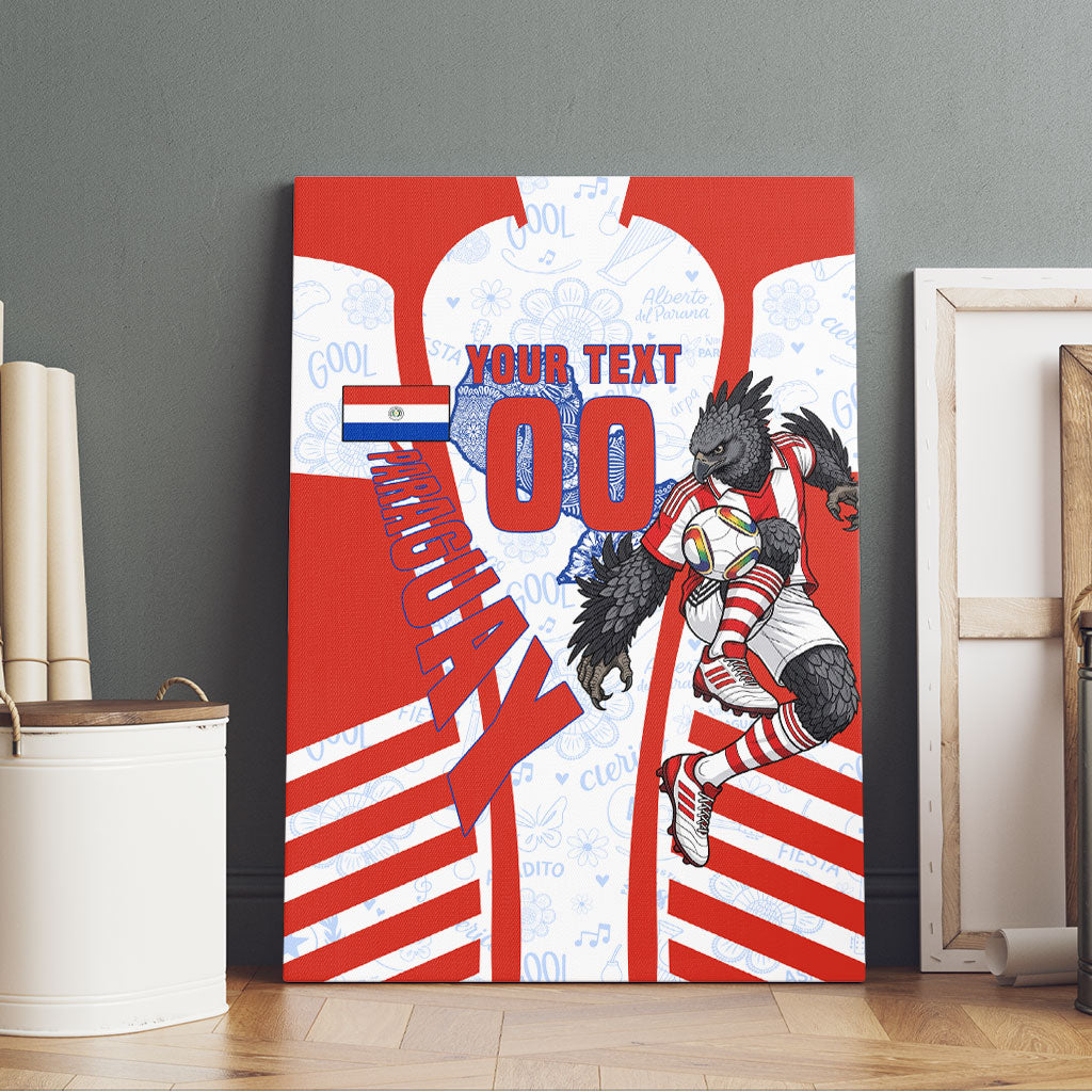 Personalized Paraguay Soccer Canvas Wall Art Harpy Eagle Mascot Football Flag