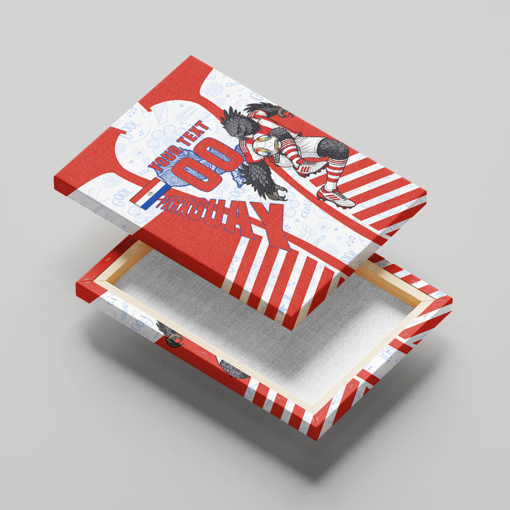 Personalized Paraguay Soccer Canvas Wall Art Harpy Eagle Mascot Football Flag