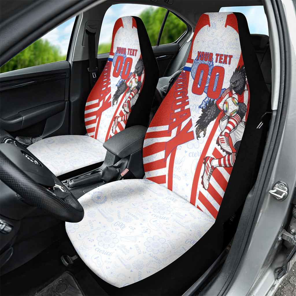 Personalized Paraguay Soccer Car Seat Cover Harpy Eagle Mascot Football Flag