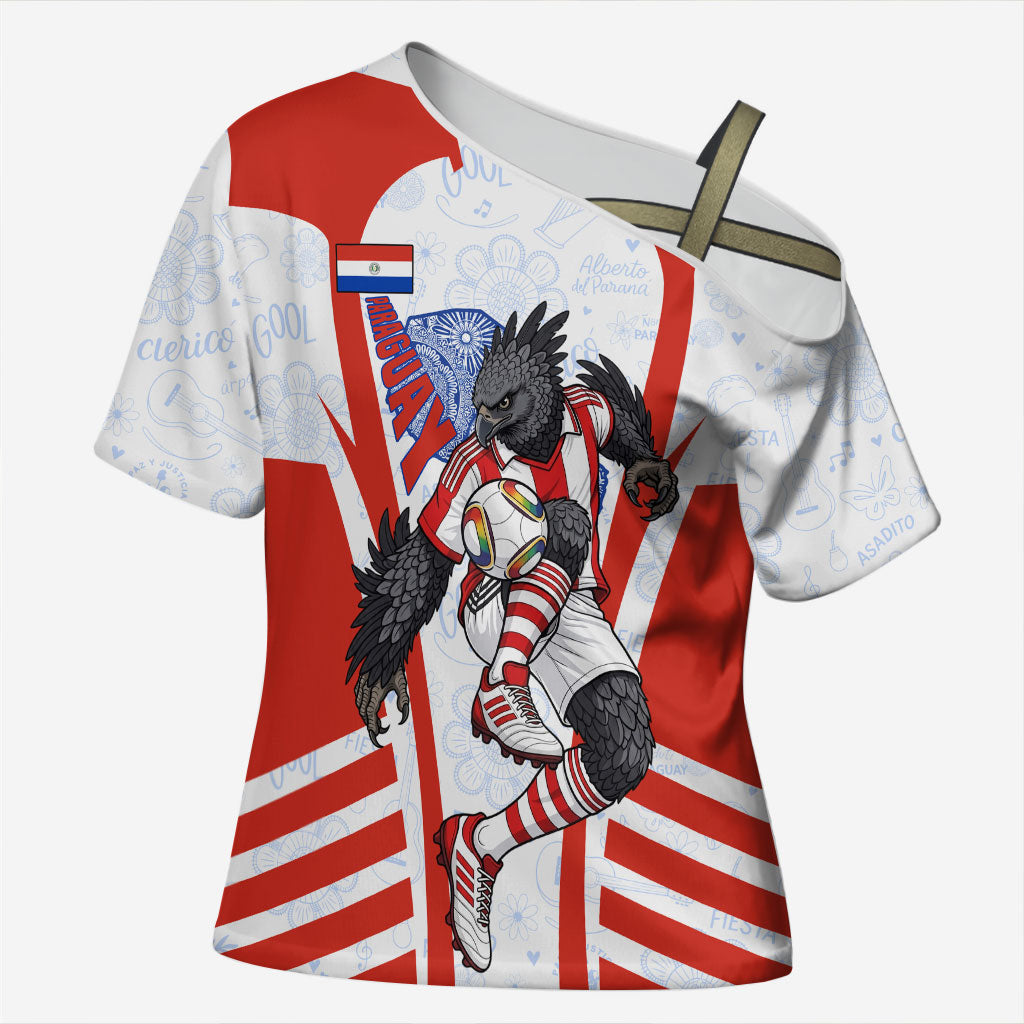 Personalized Paraguay Soccer Cross Shoulder Shirt Harpy Eagle Mascot Football Flag