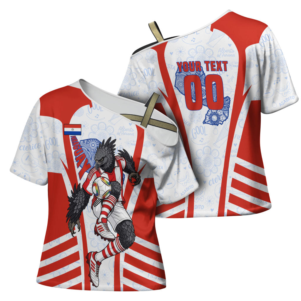 Personalized Paraguay Soccer Cross Shoulder Shirt Harpy Eagle Mascot Football Flag