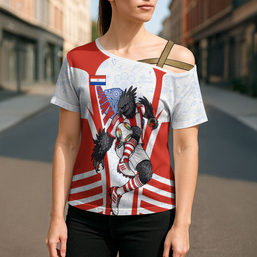 Personalized Paraguay Soccer Cross Shoulder Shirt Harpy Eagle Mascot Football Flag