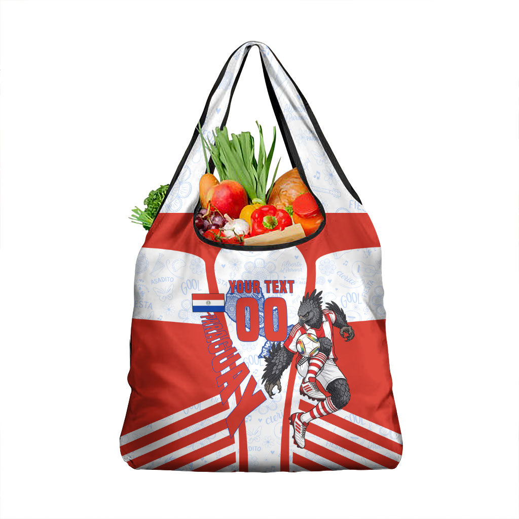 Personalized Paraguay Soccer Grocery Bag Harpy Eagle Mascot Football Flag