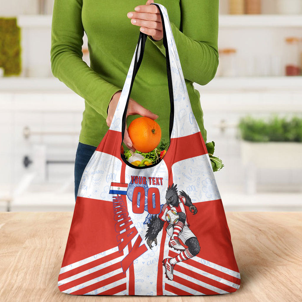 Personalized Paraguay Soccer Grocery Bag Harpy Eagle Mascot Football Flag