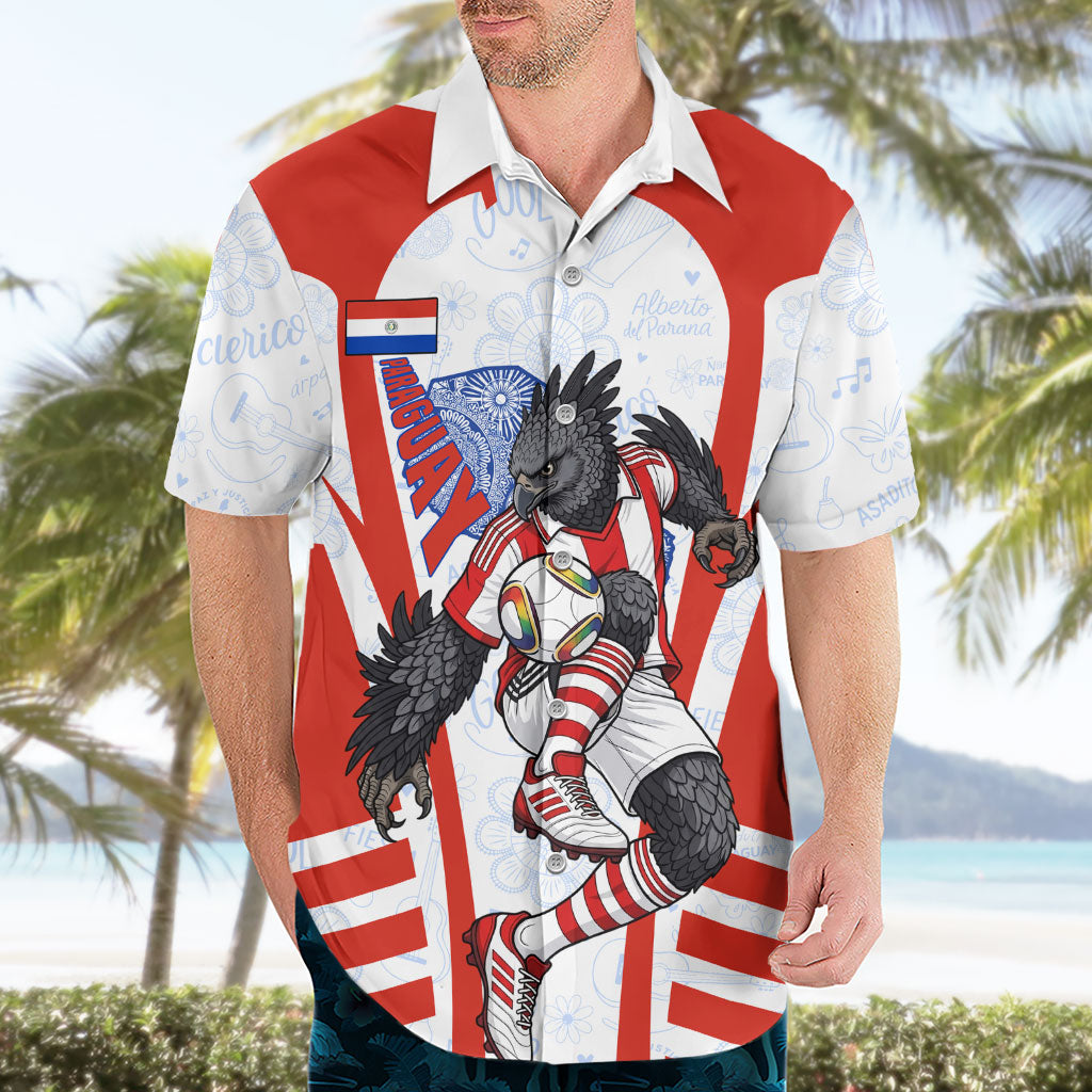 Personalized Paraguay Soccer Hawaiian Shirt Harpy Eagle Mascot Football Flag