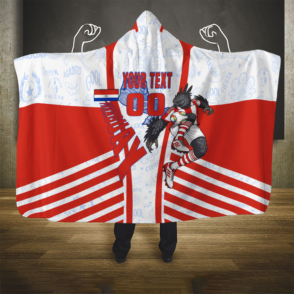Personalized Paraguay Soccer Hooded Blanket Harpy Eagle Mascot Football Flag