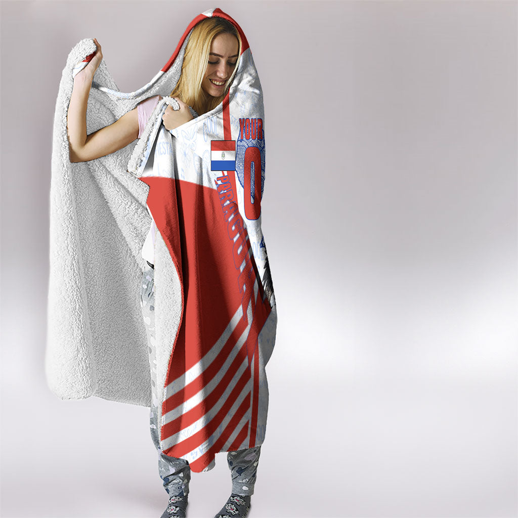 Personalized Paraguay Soccer Hooded Blanket Harpy Eagle Mascot Football Flag