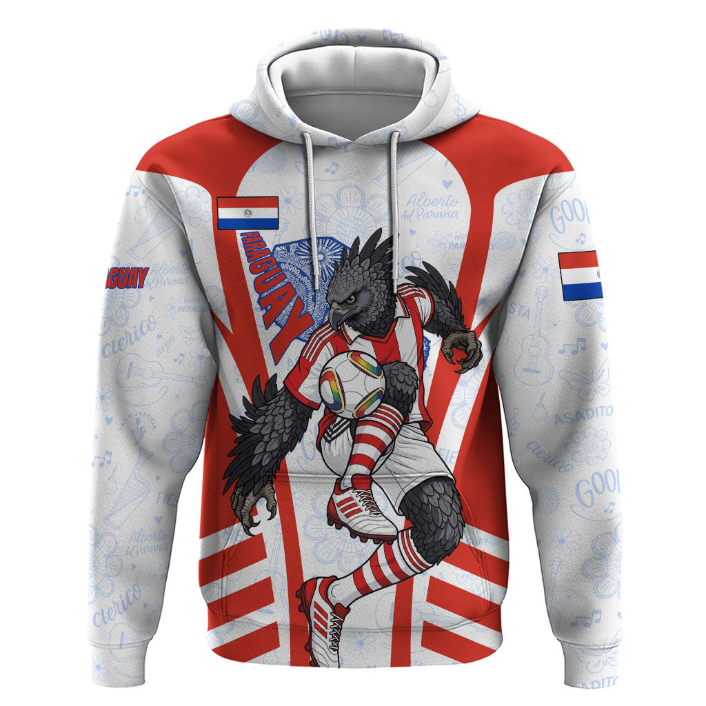 Personalized Paraguay Soccer Hoodie Harpy Eagle Mascot Football Flag