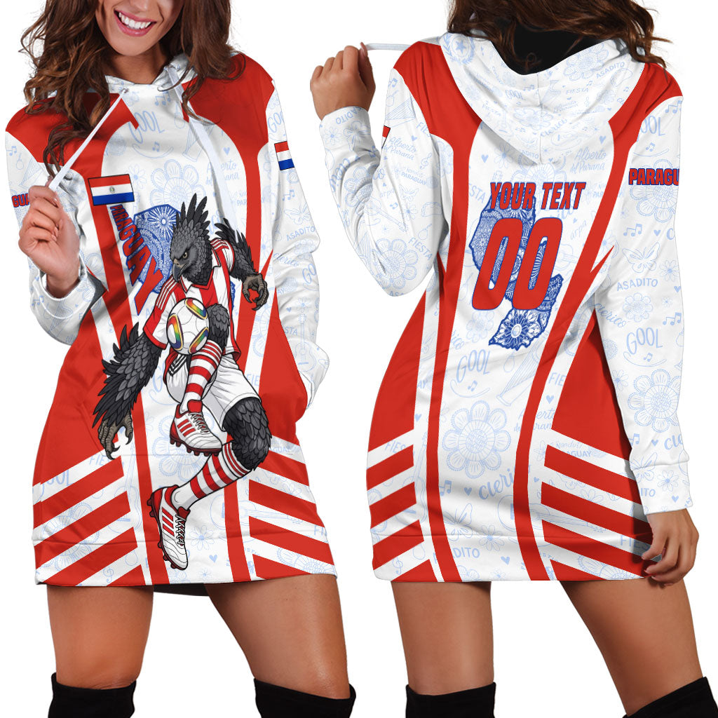 Personalized Paraguay Soccer Hoodie Dress Harpy Eagle Mascot Football Flag