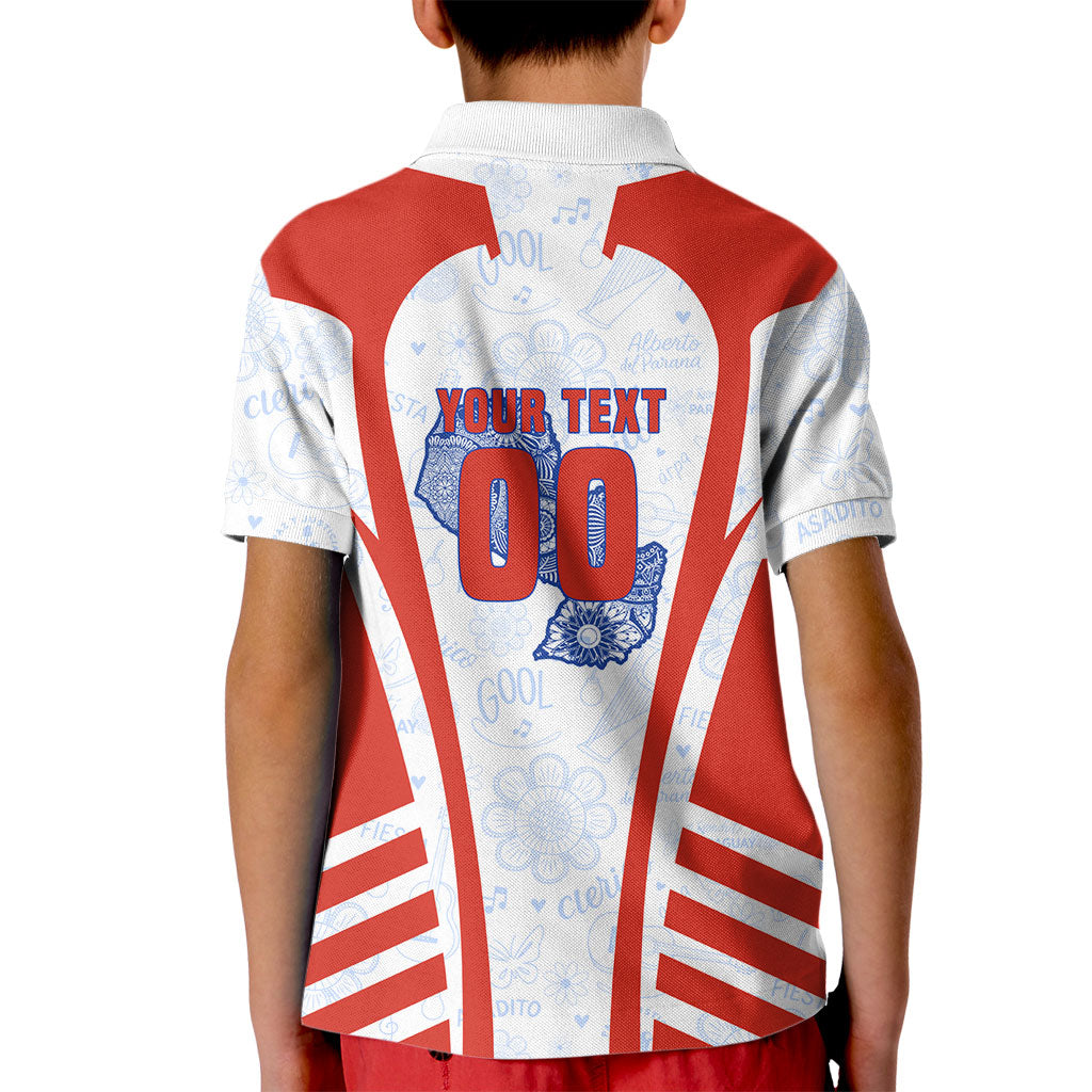 Personalized Paraguay Soccer Kid Polo Shirt Harpy Eagle Mascot Football Flag