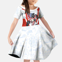 Personalized Paraguay Soccer Kid Short Sleeve Dress Harpy Eagle Mascot Football Flag