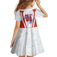 Personalized Paraguay Soccer Kid Short Sleeve Dress Harpy Eagle Mascot Football Flag