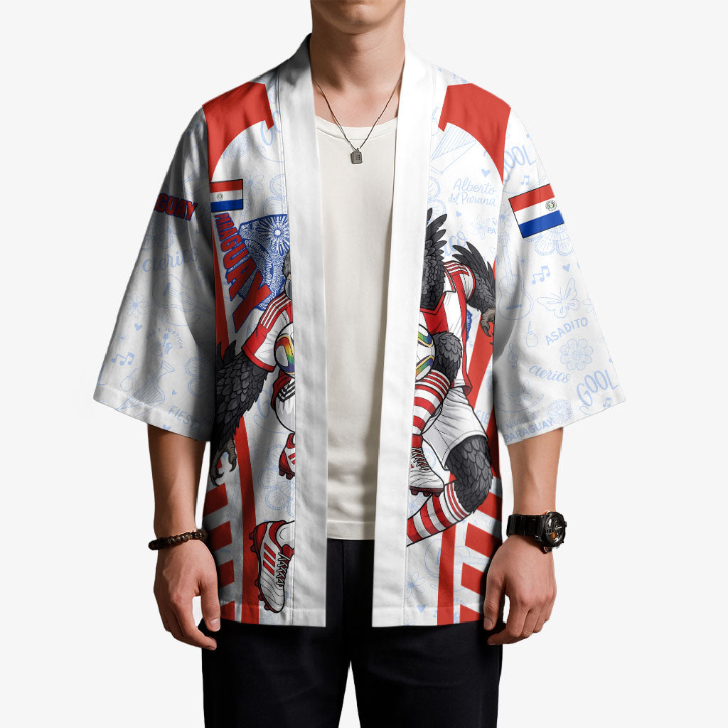Personalized Paraguay Soccer Kimono Harpy Eagle Mascot Football Flag
