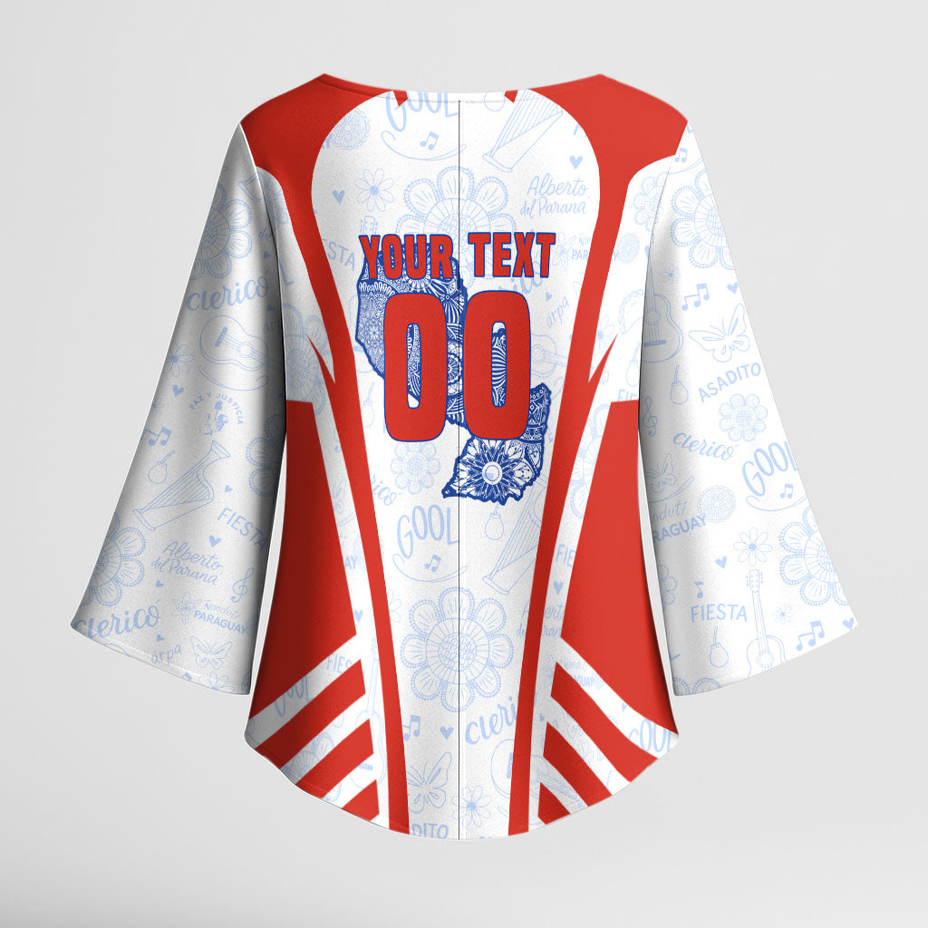 Personalized Paraguay Soccer Kimono Sleeve Blouse Harpy Eagle Mascot Football Flag