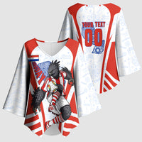 Personalized Paraguay Soccer Kimono Sleeve Blouse Harpy Eagle Mascot Football Flag