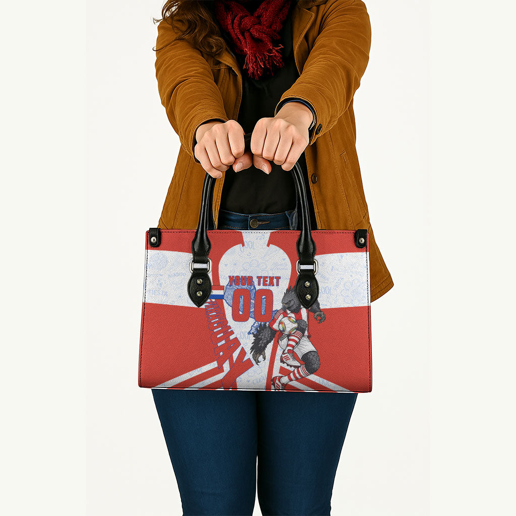 Personalized Paraguay Soccer Leather Bag Harpy Eagle Mascot Football Flag