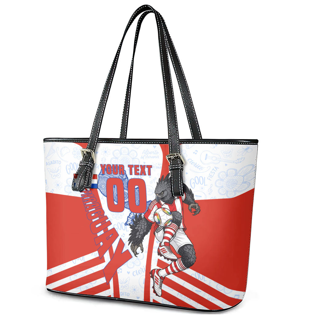 Personalized Paraguay Soccer Leather Tote Bag Harpy Eagle Mascot Football Flag