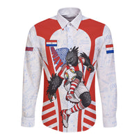 Personalized Paraguay Soccer Long Sleeve Button Shirt Harpy Eagle Mascot Football Flag