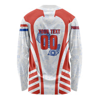 Personalized Paraguay Soccer Long Sleeve Shirt Harpy Eagle Mascot Football Flag