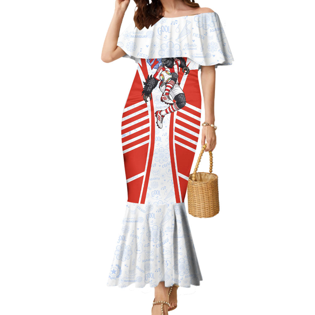 Personalized Paraguay Soccer Mermaid Dress Harpy Eagle Mascot Football Flag