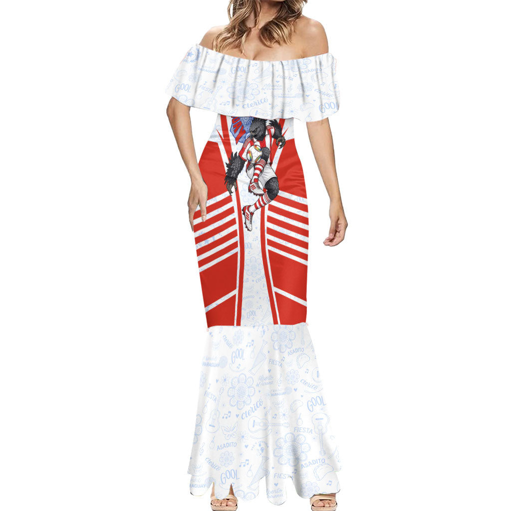Personalized Paraguay Soccer Mermaid Dress Harpy Eagle Mascot Football Flag