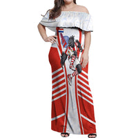 Personalized Paraguay Soccer Off Shoulder Maxi Dress Harpy Eagle Mascot Football Flag