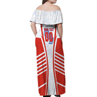 Personalized Paraguay Soccer Off Shoulder Maxi Dress Harpy Eagle Mascot Football Flag