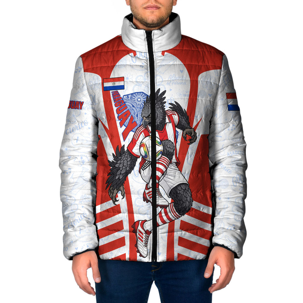 Personalized Paraguay Soccer Padded Jacket Harpy Eagle Mascot Football Flag