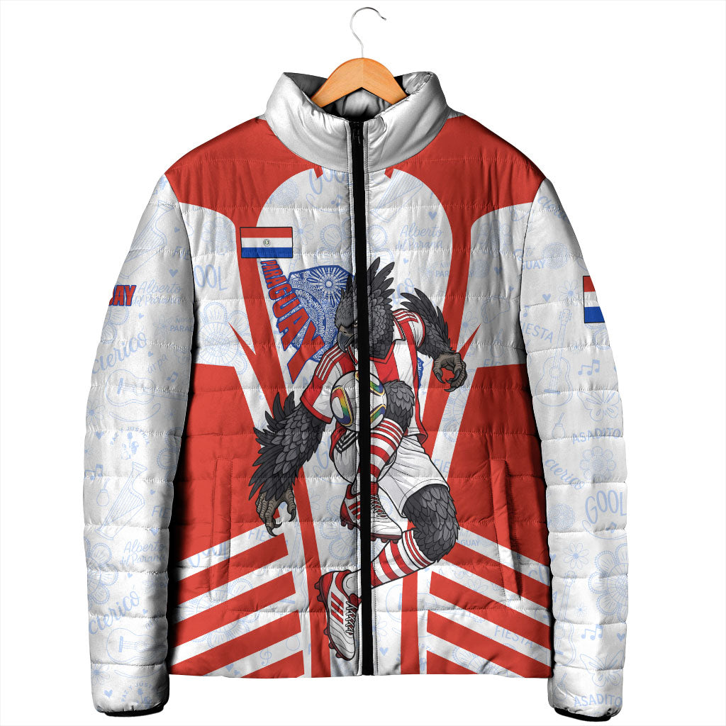 Personalized Paraguay Soccer Padded Jacket Harpy Eagle Mascot Football Flag